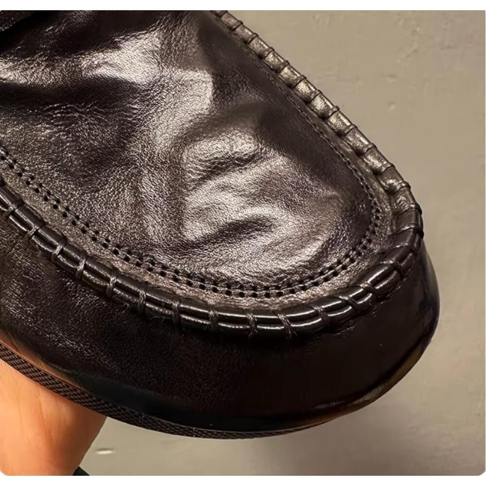 Handcrafted Black Leather Driv - đánh giá và giá Men'S Shoes Drivers